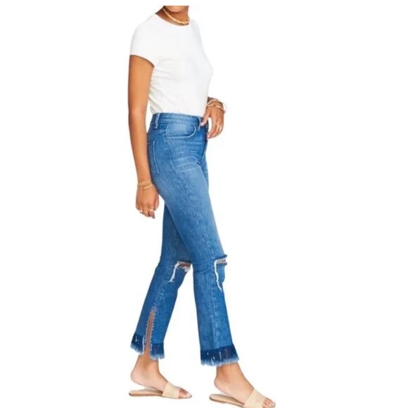 NWT SHOW ME YOUR MUMU BROOKLYN HIGH WAIST FRAYED JEANS! HARBOR WASH! - Picture 4 of 5
